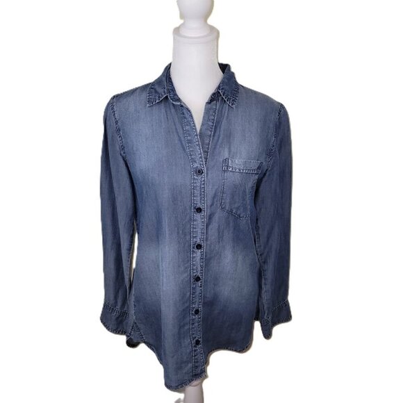 Cloth and Stone Chambray Top Shirt Tencel Lyocell Long Sleeve Button Up Size XS - Picture 1 of 14